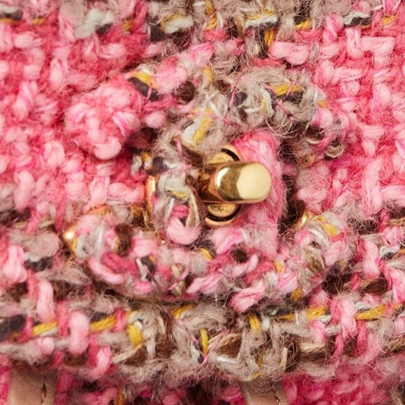 Chanel Pink/Brown Tweed Elegant Chain Backpack Bag - Picture 11 of 12